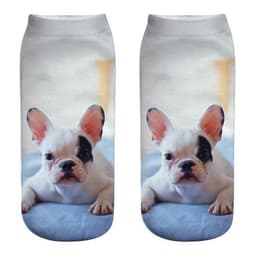 image-1 Pair New 3D Printed Cool Funny Cosplay Happy Dog Short Socks Casro Shepherd Bulldog Chihuahua Shiba Inu Pomeranian Poodle