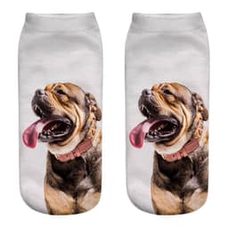 image-1 Pair New 3D Printed Cool Funny Cosplay Happy Dog Short Socks Casro Shepherd Bulldog Chihuahua Shiba Inu Pomeranian Poodle
