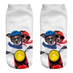 image-1 Pair New 3D Printed Cool Funny Cosplay Happy Dog Short Socks Casro Shepherd Bulldog Chihuahua Shiba Inu Pomeranian Poodle
