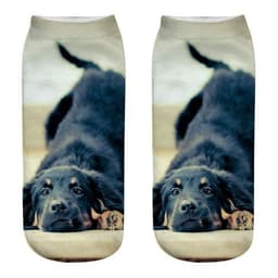 image-1 Pair New 3D Printed Cool Funny Cosplay Happy Dog Short Socks Casro Shepherd Bulldog Chihuahua Shiba Inu Pomeranian Poodle