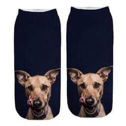 image-1 Pair New 3D Printed Cool Funny Cosplay Happy Dog Short Socks Casro Shepherd Bulldog Chihuahua Shiba Inu Pomeranian Poodle