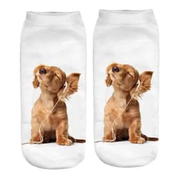 image-1 Pair New 3D Printed Cool Funny Cosplay Happy Dog Short Socks Casro Shepherd Bulldog Chihuahua Shiba Inu Pomeranian Poodle
