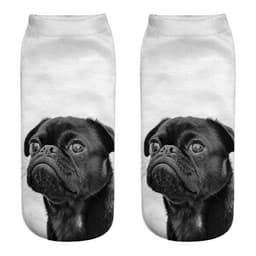 image-1 Pair New 3D Printed Cool Funny Cosplay Happy Dog Short Socks Casro Shepherd Bulldog Chihuahua Shiba Inu Pomeranian Poodle