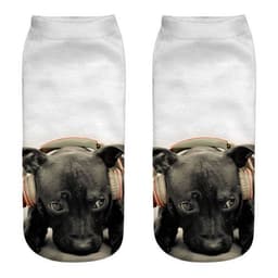 image-1 Pair New 3D Printed Cool Funny Cosplay Happy Dog Short Socks Casro Shepherd Bulldog Chihuahua Shiba Inu Pomeranian Poodle