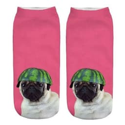 image-1 Pair New 3D Printed Cool Funny Cosplay Happy Dog Short Socks Casro Shepherd Bulldog Chihuahua Shiba Inu Pomeranian Poodle