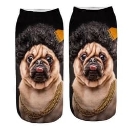 image-1 Pair New 3D Printed Cool Funny Cosplay Happy Dog Short Socks Casro Shepherd Bulldog Chihuahua Shiba Inu Pomeranian Poodle