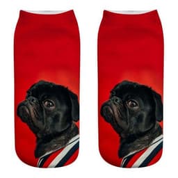 image-1 Pair New 3D Printed Cool Funny Cosplay Happy Dog Short Socks Casro Shepherd Bulldog Chihuahua Shiba Inu Pomeranian Poodle