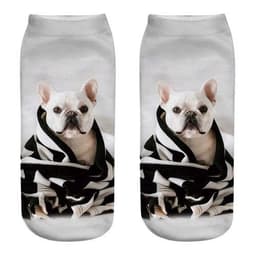 image-1 Pair New 3D Printed Cool Funny Cosplay Happy Dog Short Socks Casro Shepherd Bulldog Chihuahua Shiba Inu Pomeranian Poodle