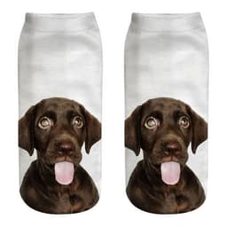 image-1 Pair New 3D Printed Cool Funny Cosplay Happy Dog Short Socks Casro Shepherd Bulldog Chihuahua Shiba Inu Pomeranian Poodle