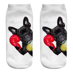 image-1 Pair New 3D Printed Cool Funny Cosplay Happy Dog Short Socks Casro Shepherd Bulldog Chihuahua Shiba Inu Pomeranian Poodle