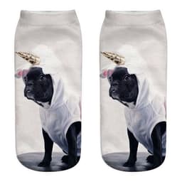 image-1 Pair New 3D Printed Cool Funny Cosplay Happy Dog Short Socks Casro Shepherd Bulldog Chihuahua Shiba Inu Pomeranian Poodle