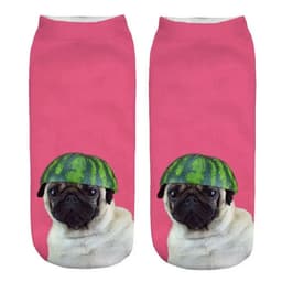 image-1 Pair New 3D Printed Cool Funny Cosplay Happy Dog Short Socks Casro Shepherd Bulldog Chihuahua Shiba Inu Pomeranian Poodle