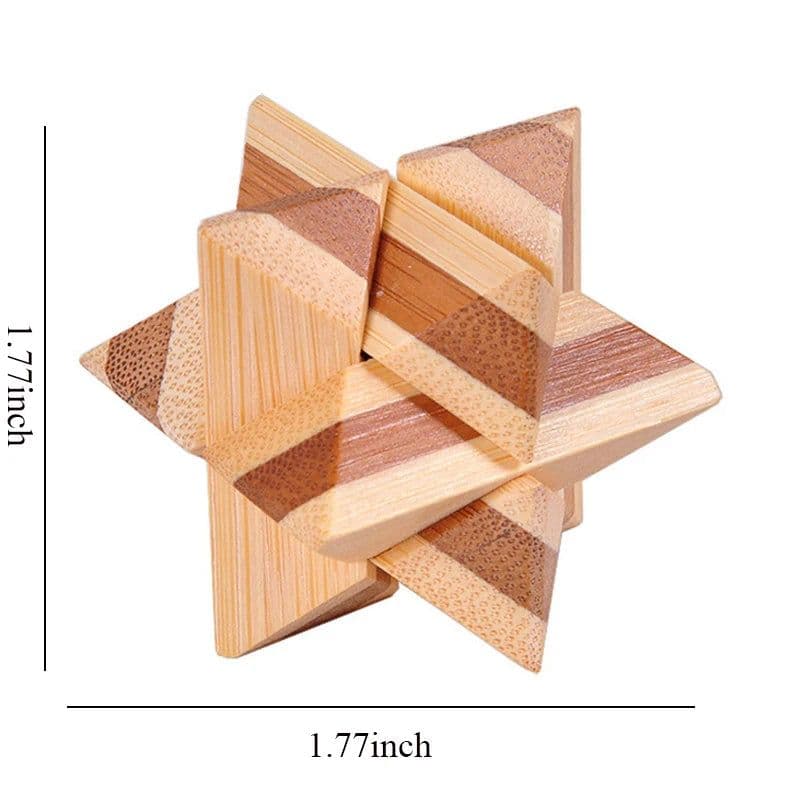 image-Wooden Kong Ming Lock 3D IQ Puzzle - Educational Toy for Cognitive Development