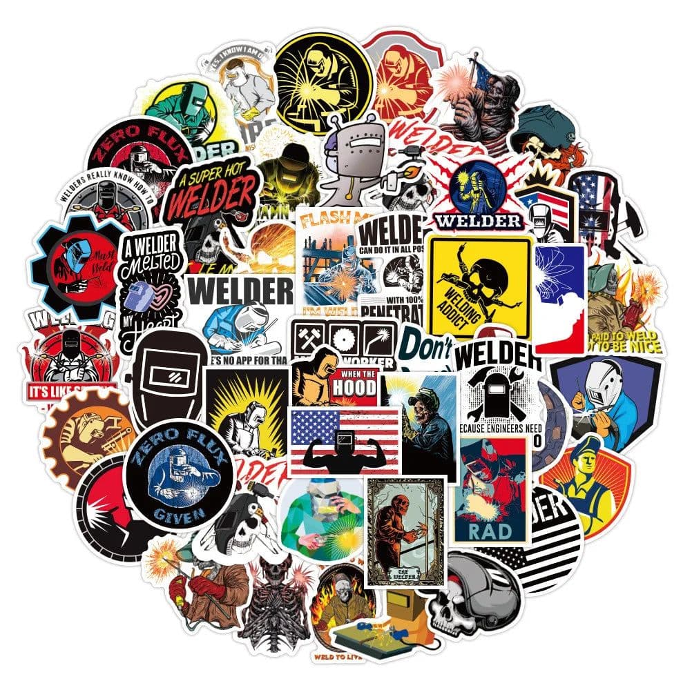 image-GOGOTU Waterproof Welding Worker Stickers - Fun DIY for Luggage & Skateboards