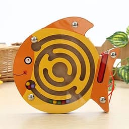 image-Wooden Magnetic Maze Puzzle - Interactive Educational Toy for Kids