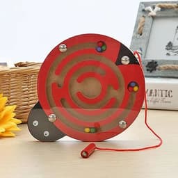 image-Wooden Magnetic Maze Puzzle - Interactive Educational Toy for Kids