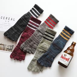 image-100 Cotton Mens Toe Socks SummerStriped Contrast Men Five Finger Socks Free Size Basket Calcetines Male Meias Dropship Men Soks