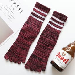 image-100 Cotton Mens Toe Socks SummerStriped Contrast Men Five Finger Socks Free Size Basket Calcetines Male Meias Dropship Men Soks