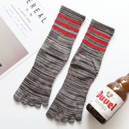 image-100 Cotton Mens Toe Socks SummerStriped Contrast Men Five Finger Socks Free Size Basket Calcetines Male Meias Dropship Men Soks
