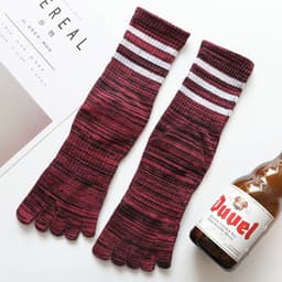 image-100 Cotton Mens Toe Socks SummerStriped Contrast Men Five Finger Socks Free Size Basket Calcetines Male Meias Dropship Men Soks