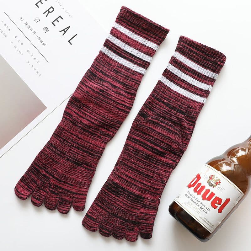 image-100 Cotton Mens Toe Socks SummerStriped Contrast Men Five Finger Socks Free Size Basket Calcetines Male Meias Dropship Men Soks