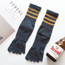 image-100 Cotton Mens Toe Socks SummerStriped Contrast Men Five Finger Socks Free Size Basket Calcetines Male Meias Dropship Men Soks