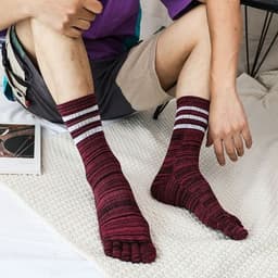image-100 Cotton Mens Toe Socks SummerStriped Contrast Men Five Finger Socks Free Size Basket Calcetines Male Meias Dropship Men Soks