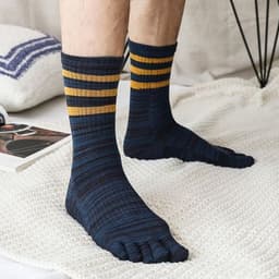 image-100 Cotton Mens Toe Socks SummerStriped Contrast Men Five Finger Socks Free Size Basket Calcetines Male Meias Dropship Men Soks