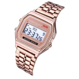 image-Electronic Quartz Watch - LED Display, Waterproof, Stainless Steel Band