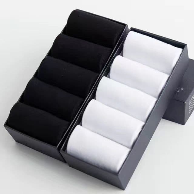 image-10pairs/lotMen's Cotton Socks Business Men's Breathable High-Quality Soft Fabric Men's Solid Color Long Socks Business CasualMen