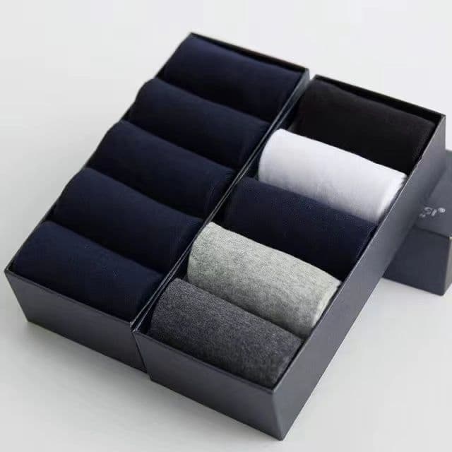 image-10pairs/lotMen's Cotton Socks Business Men's Breathable High-Quality Soft Fabric Men's Solid Color Long Socks Business CasualMen