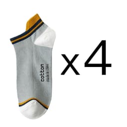 image-4 Pairs High Quality Men Ankle Socks Breathable Cotton Low Short Casual Stripe Anti-wear Fashion Four Seasons Street Plus Size