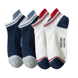 image-4 Pairs High Quality Men Ankle Socks Breathable Cotton Low Short Casual Stripe Anti-wear Fashion Four Seasons Street Plus Size