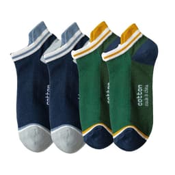 image-4 Pairs High Quality Men Ankle Socks Breathable Cotton Low Short Casual Stripe Anti-wear Fashion Four Seasons Street Plus Size