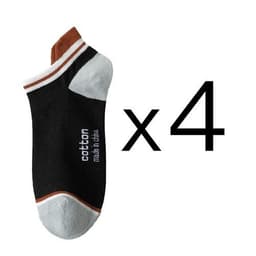 image-4 Pairs High Quality Men Ankle Socks Breathable Cotton Low Short Casual Stripe Anti-wear Fashion Four Seasons Street Plus Size