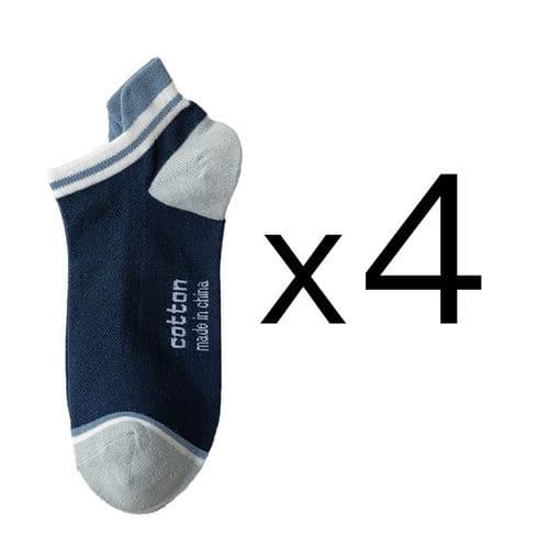 image-4 Pairs High Quality Men Ankle Socks Breathable Cotton Low Short Casual Stripe Anti-wear Fashion Four Seasons Street Plus Size