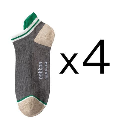 image-4 Pairs High Quality Men Ankle Socks Breathable Cotton Low Short Casual Stripe Anti-wear Fashion Four Seasons Street Plus Size
