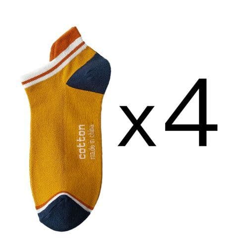 image-4 Pairs High Quality Men Ankle Socks Breathable Cotton Low Short Casual Stripe Anti-wear Fashion Four Seasons Street Plus Size