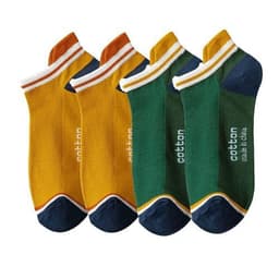 image-4 Pairs High Quality Men Ankle Socks Breathable Cotton Low Short Casual Stripe Anti-wear Fashion Four Seasons Street Plus Size