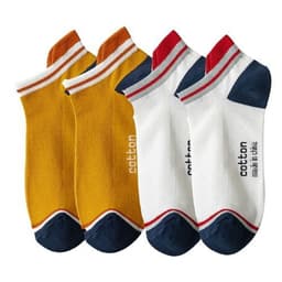 image-4 Pairs High Quality Men Ankle Socks Breathable Cotton Low Short Casual Stripe Anti-wear Fashion Four Seasons Street Plus Size