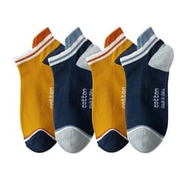 image-4 Pairs High Quality Men Ankle Socks Breathable Cotton Low Short Casual Stripe Anti-wear Fashion Four Seasons Street Plus Size