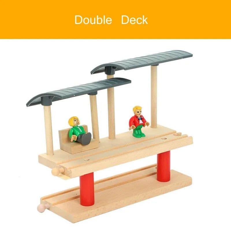 image-Wooden Train Track Accessories - Educational DIY Toys for Children