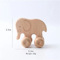 image-Organic Beech Wooden Animal Block Toy Car for Babies - Montessori Gift