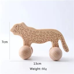 image-Organic Beech Wooden Animal Block Toy Car for Babies - Montessori Gift
