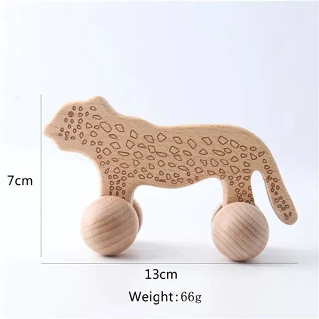 image-Organic Beech Wooden Animal Block Toy Car for Babies - Montessori Gift