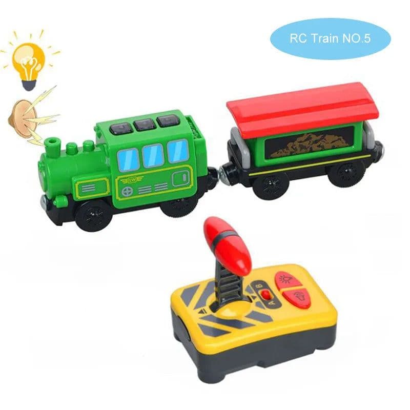 image-RC Electric Train Set with Wooden Tracks - Educational Fun for Kids