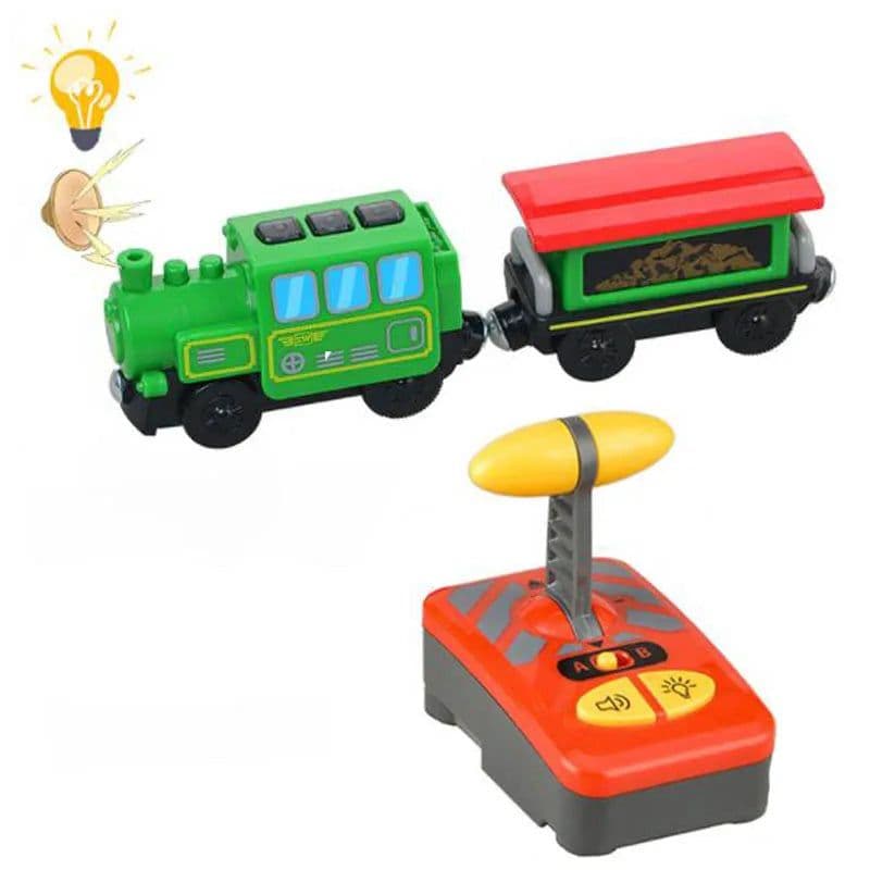 image-RC Electric Train Set with Wooden Tracks - Educational Fun for Kids