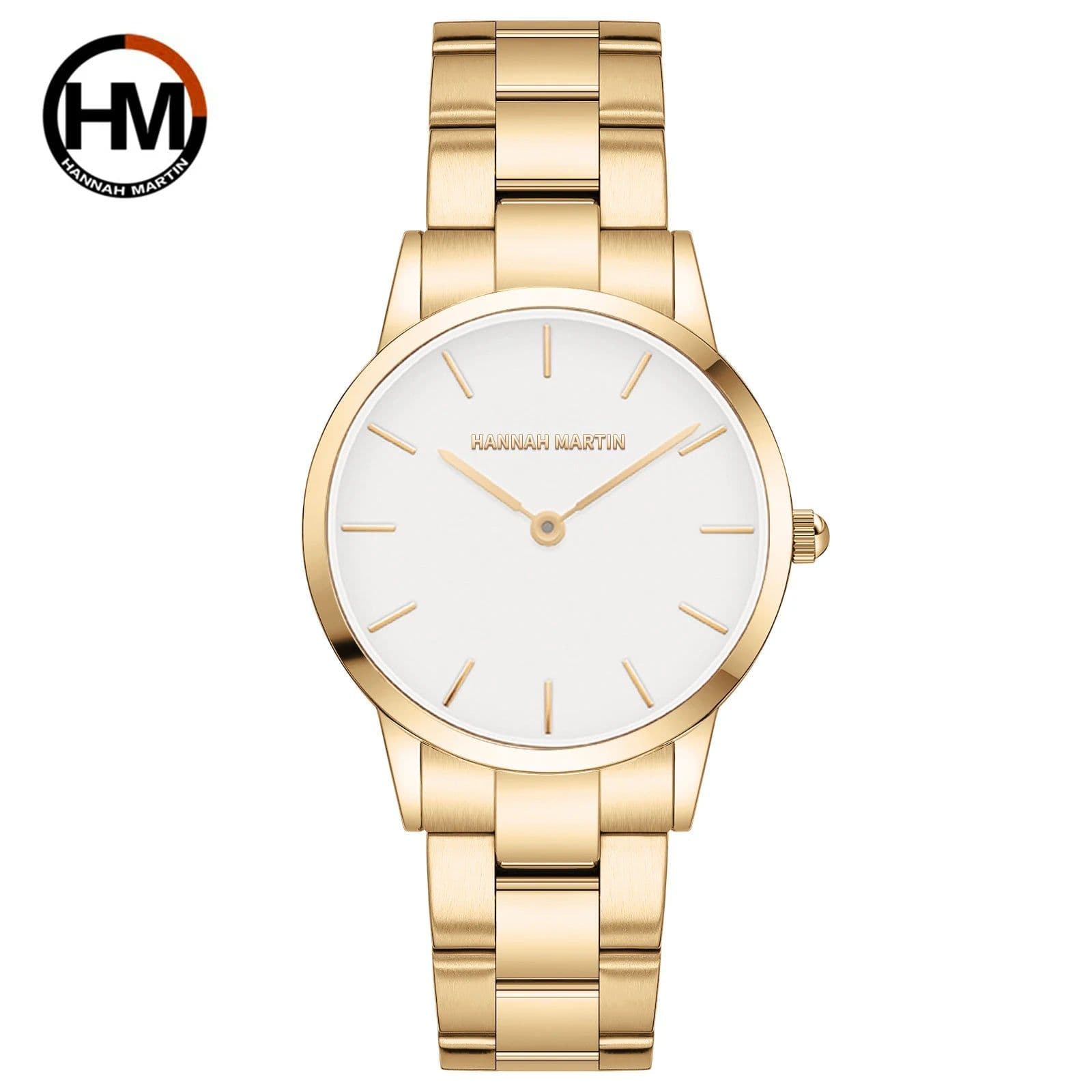 image-Hannah Martin Luxury Waterproof Quartz Watch – Stylish Gold Wrist Timepiece