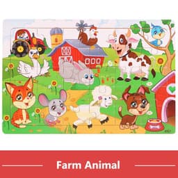 image-YunDuo BaBy Wooden Animal Jigsaw Puzzle for Early Learning & Fun