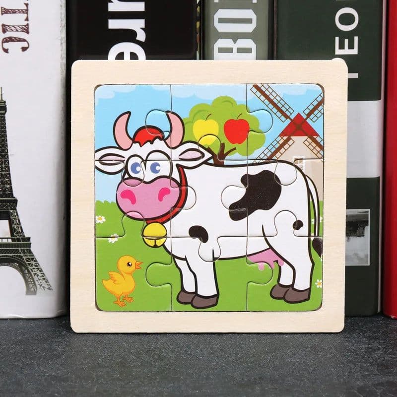 image-YunDuo Baby 3D Wooden Animal Puzzle - Educational Toy for Children